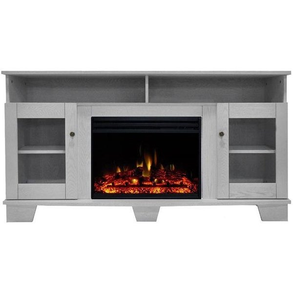 Cambridge Cambridge CAM6022-1WHTLG3 Savona Electric Fireplace Heater with 59 in. White TV Stand Enhanced Log Display; Multi Color Flames & Remote CAM6022-1WHTLG3